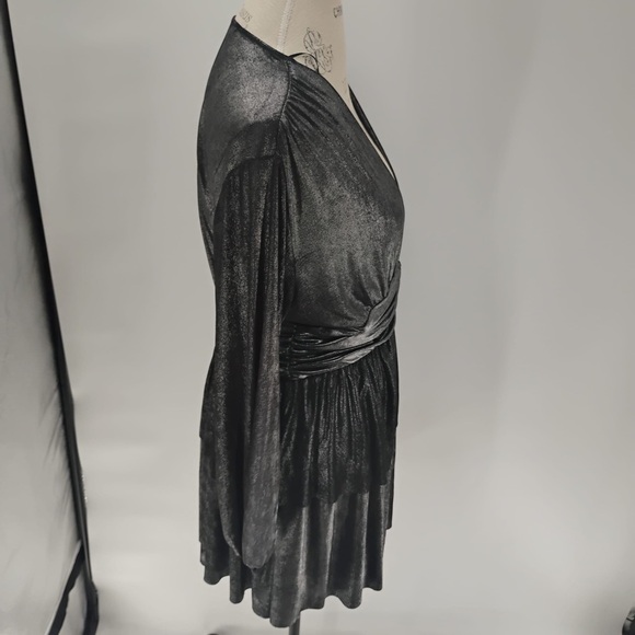 Zara metallic ruffle dress grey short layers princess cut puffy flatteri… - Picture 13 of 16